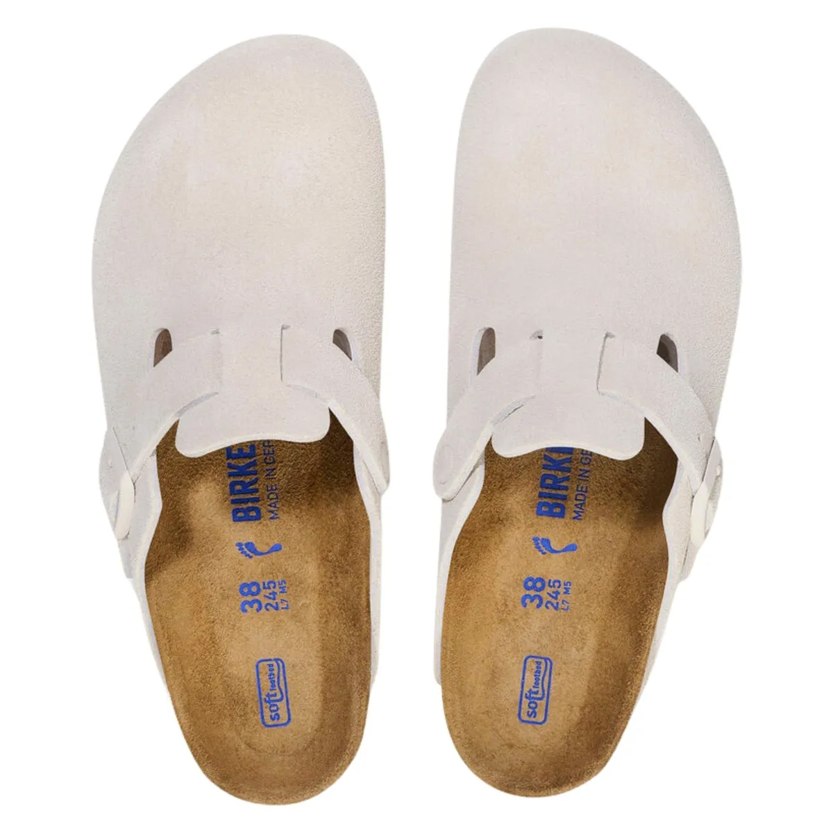 Birkenstock Men's Boston Soft Footbed Antique White Suede Modern Feel Walk Daily
