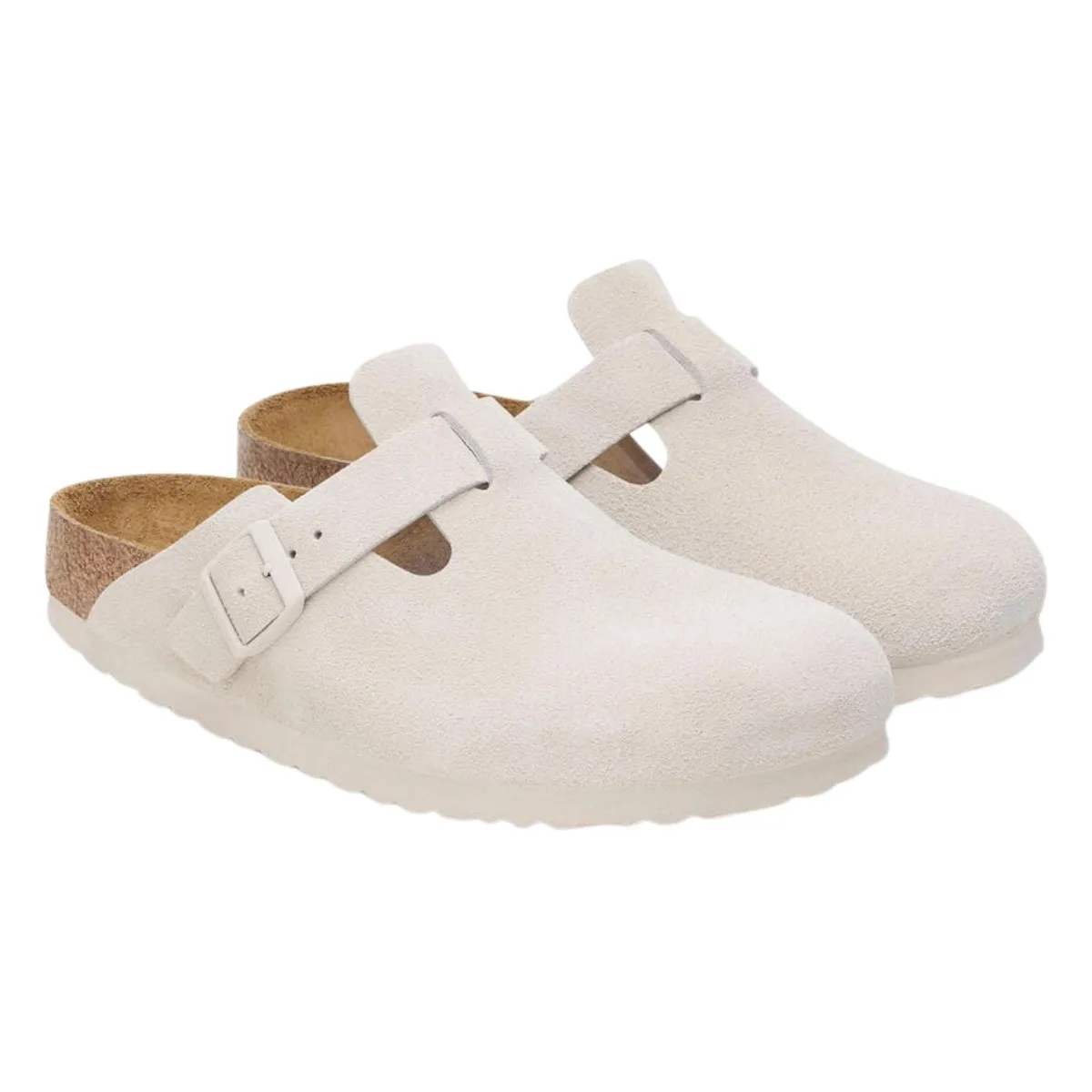 Drill Step Slip Grip Birkenstock Men's Boston Soft Footbed Antique White Suede