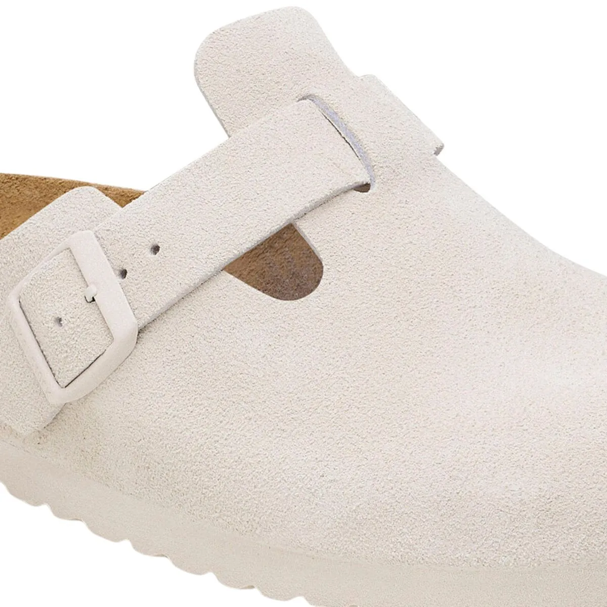 Birkenstock Men's Boston Soft Footbed Antique White Suede Long Stroll