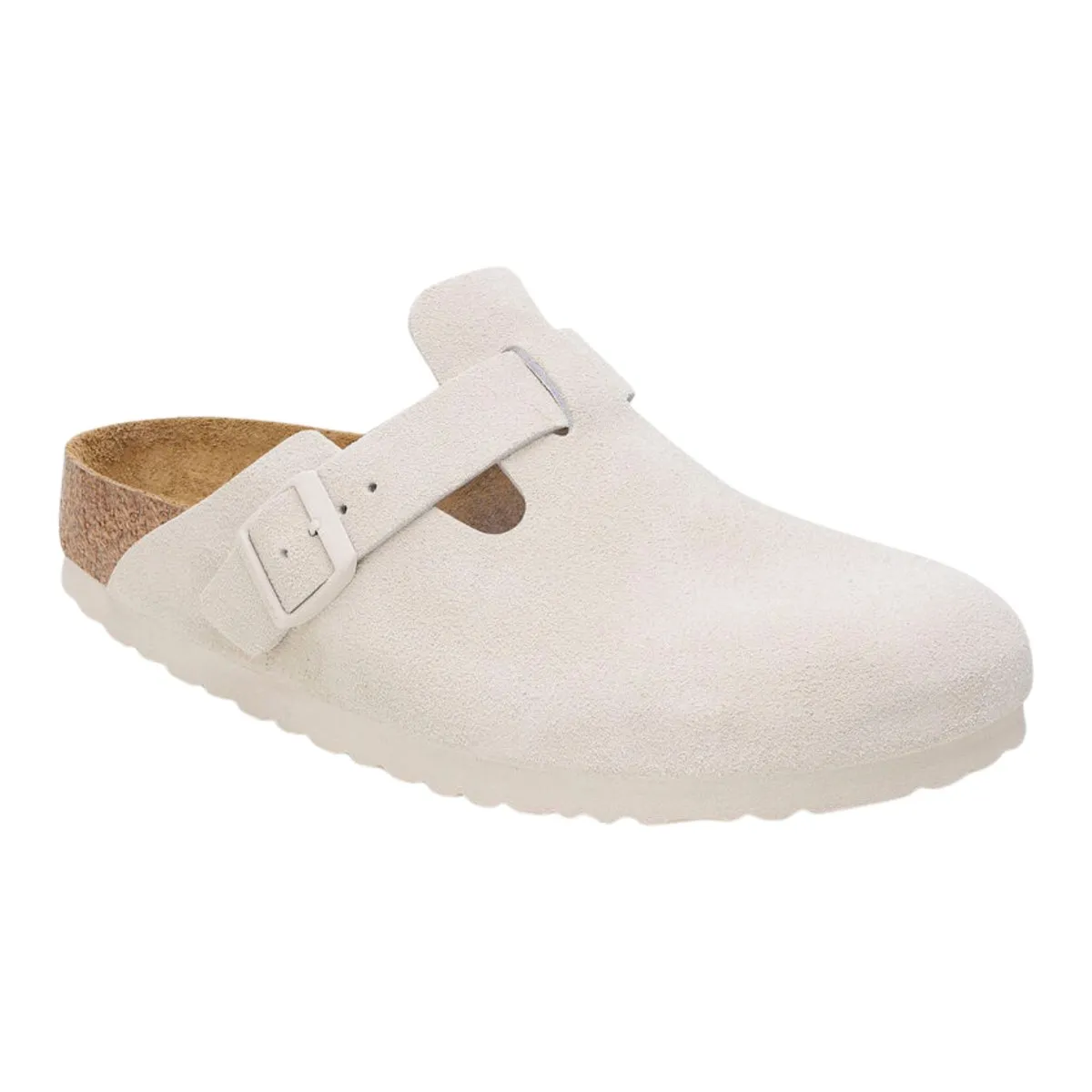 Birkenstock Men's Boston Soft Footbed Antique White Suede Move Comfort Join Step