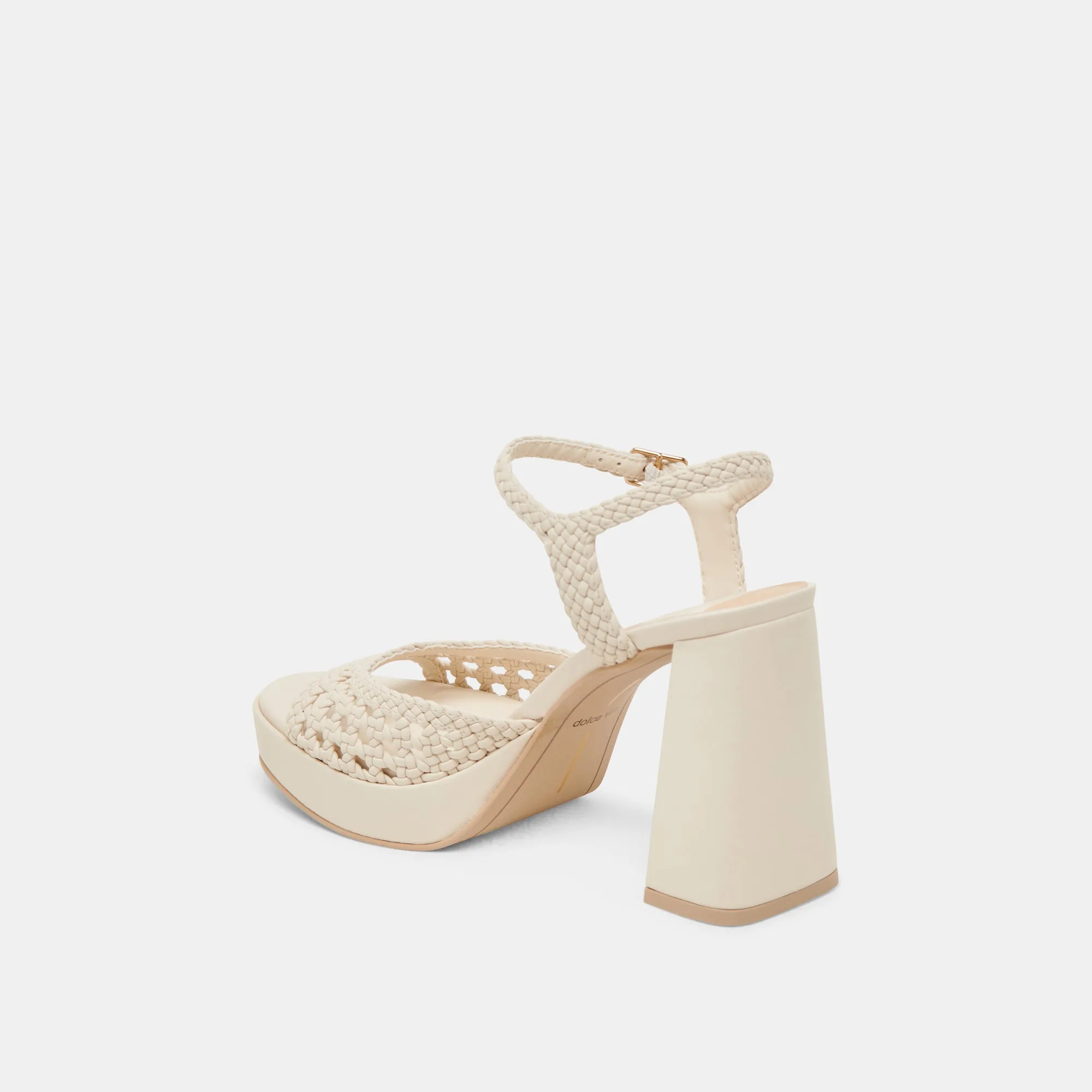 PEYTEN WIDE HEELS CREME WOVEN STELLA Chunky Wedge Heels Wedding Footwear