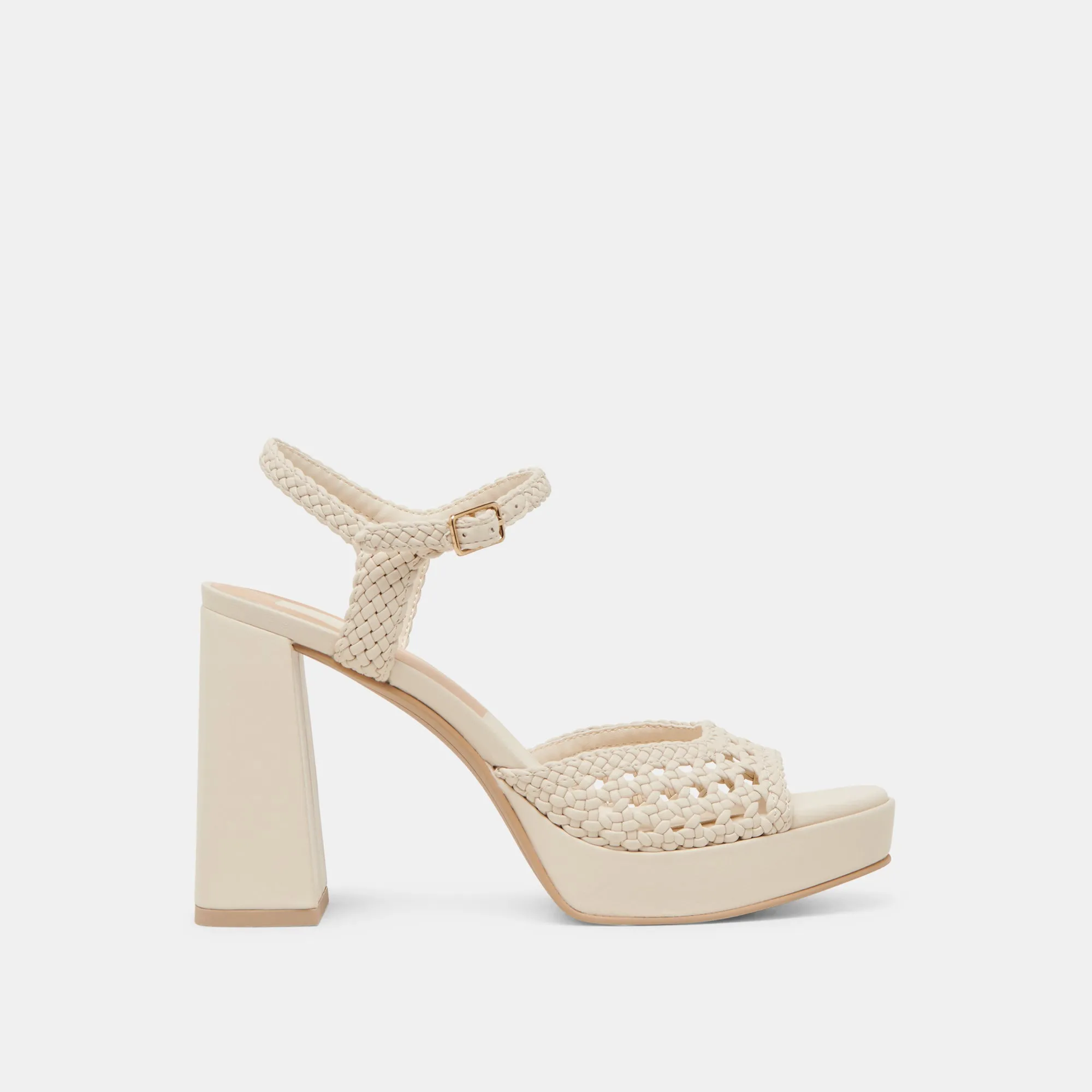 PEYTEN WIDE HEELS CREME WOVEN STELLA Comfortable Insole Casual Sandals