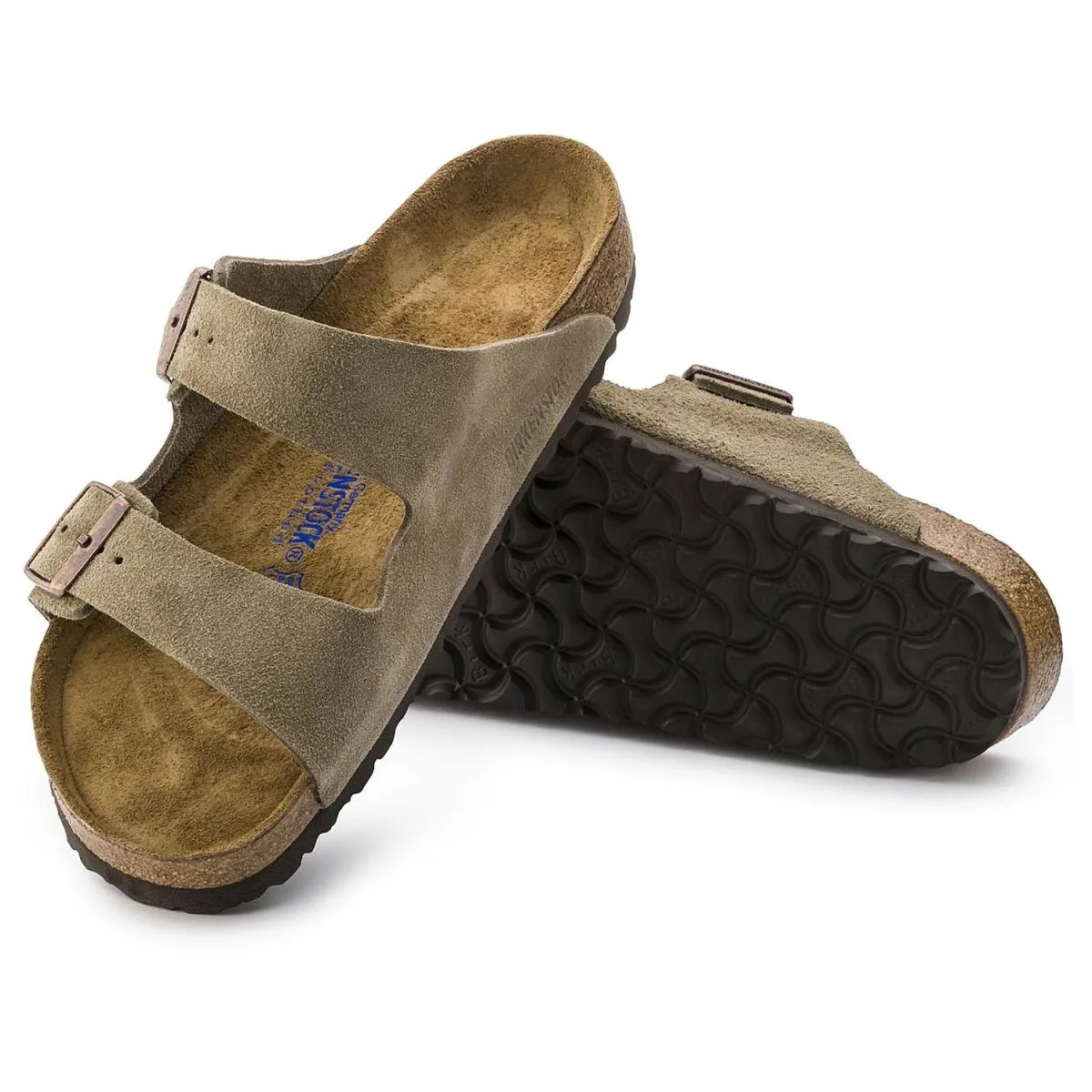 Birkenstock Men's Arizona Soft Footbed Taupe Suede Contoured Stylish Sandals