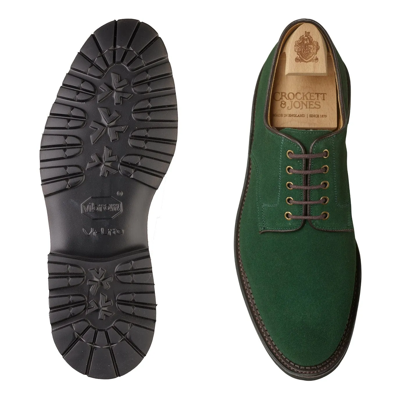 Grasmere Bottle Green Suede Smart Lace Elegant Slim Silhouette