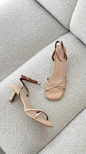 Harissa Heel - Natural Raffia easy move Luxury Appeal