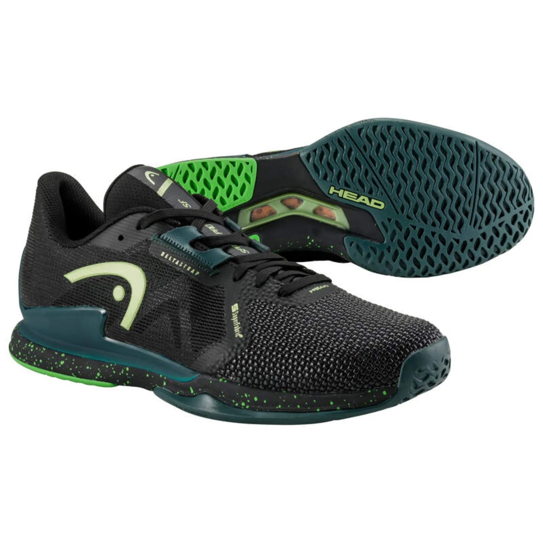 Head Sprint Pro 3.5 SF Men Tennis Shoes - Black Forest Green Comfort Walk