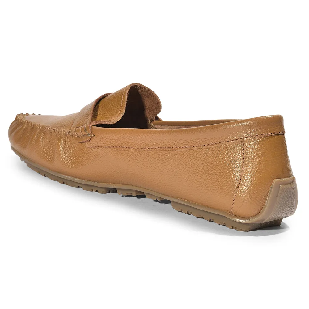 Healers Formal Shoes Tan Loafers For Women 2074-21 By Liberty French Design