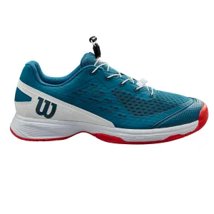 Wilson Rush Pro JR 4.0 QL Tennis Shoes - Blue Coral/ White/ Fiesta lace up closure