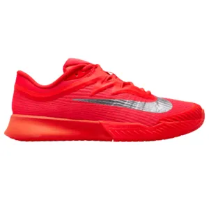 Nike Zoom Vapor Pro 3 Premium Womens Hard Court Tennis Shoes - Bright Crimson/Metallic Silver Ankle Support