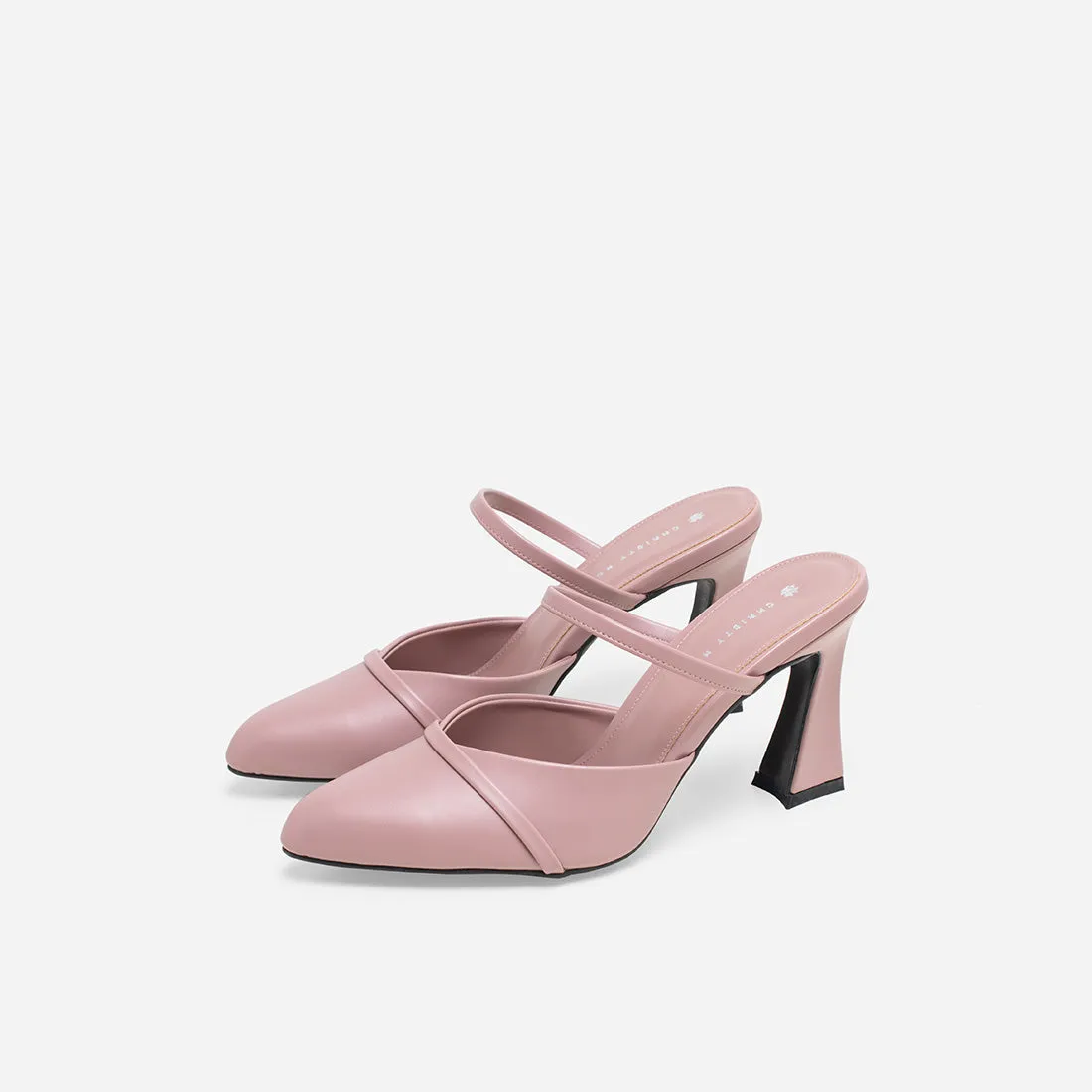 Peep Toe Leather Pumps Satin Wedding Shoes Ramona Mules