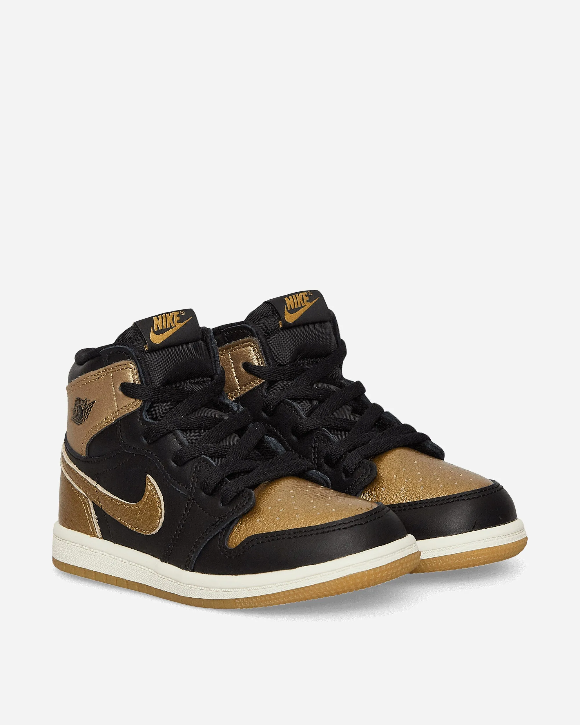 Flat Finish School Run Air Jordan 1 Retro High OG (TD) Sneakers Black / Gold