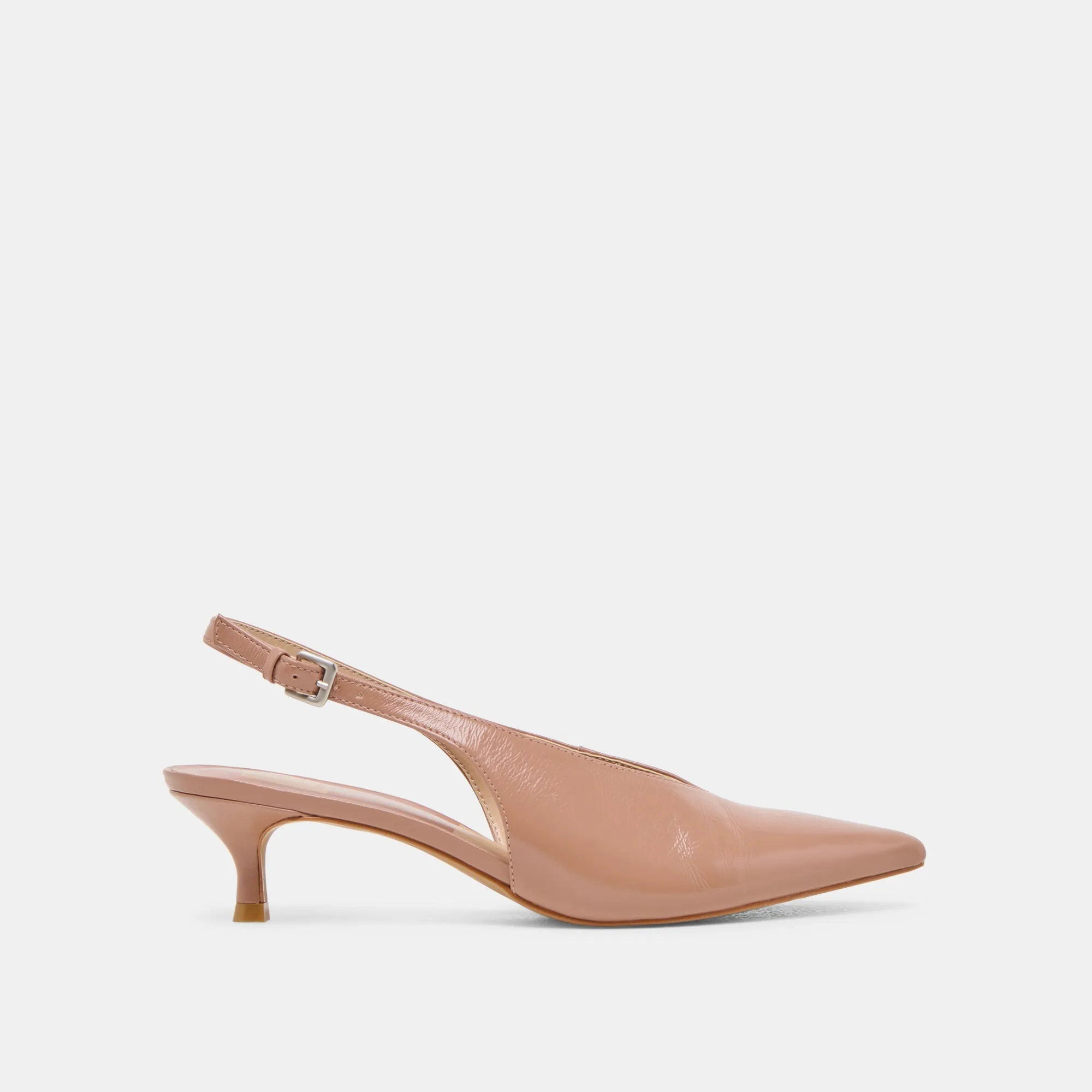 Luxury Leather Pumps ALENNA HEELS WHISKEY CRINKLE PATENT