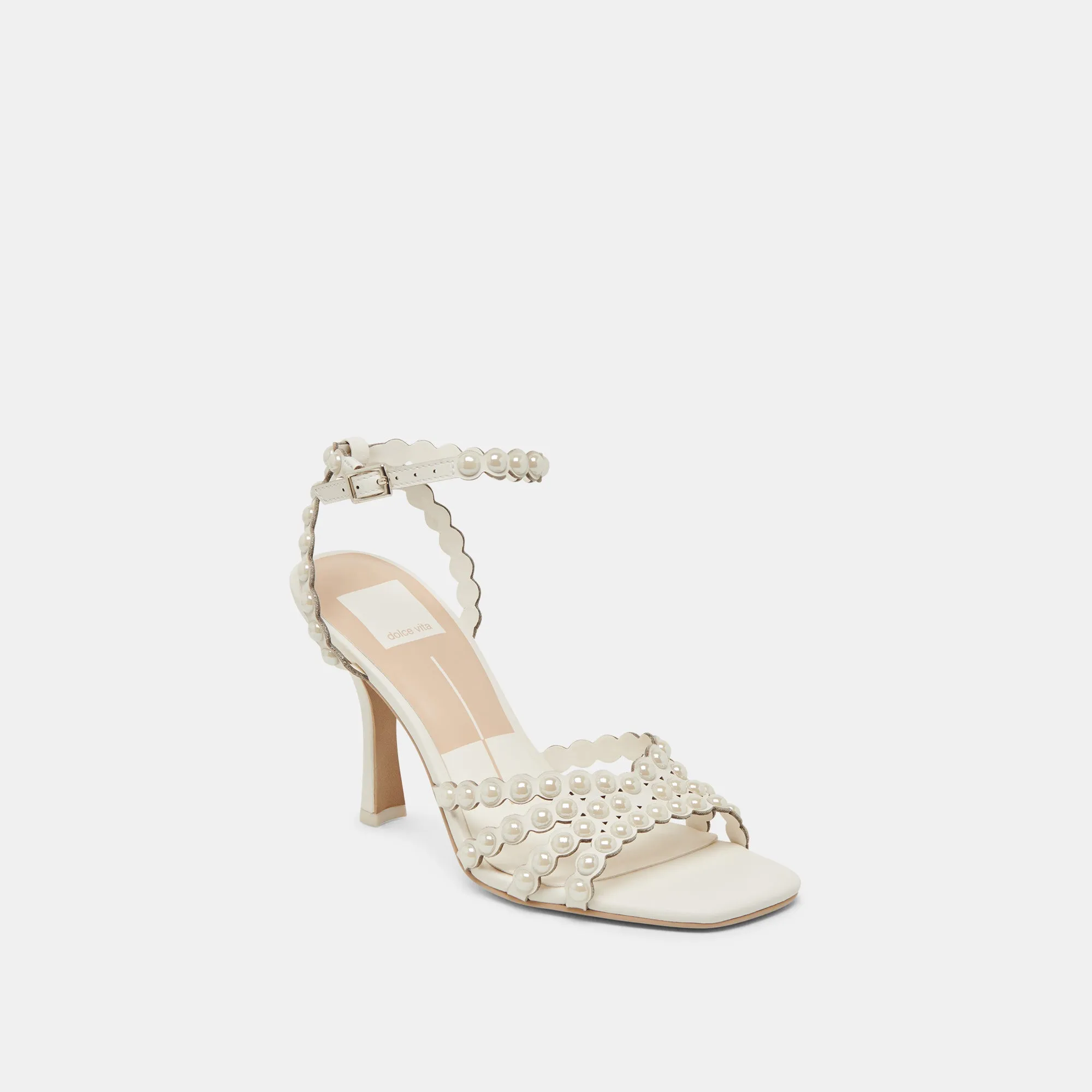 HELLEN PEARL HEELS WHITE LEATHER Custom Heels Affordable