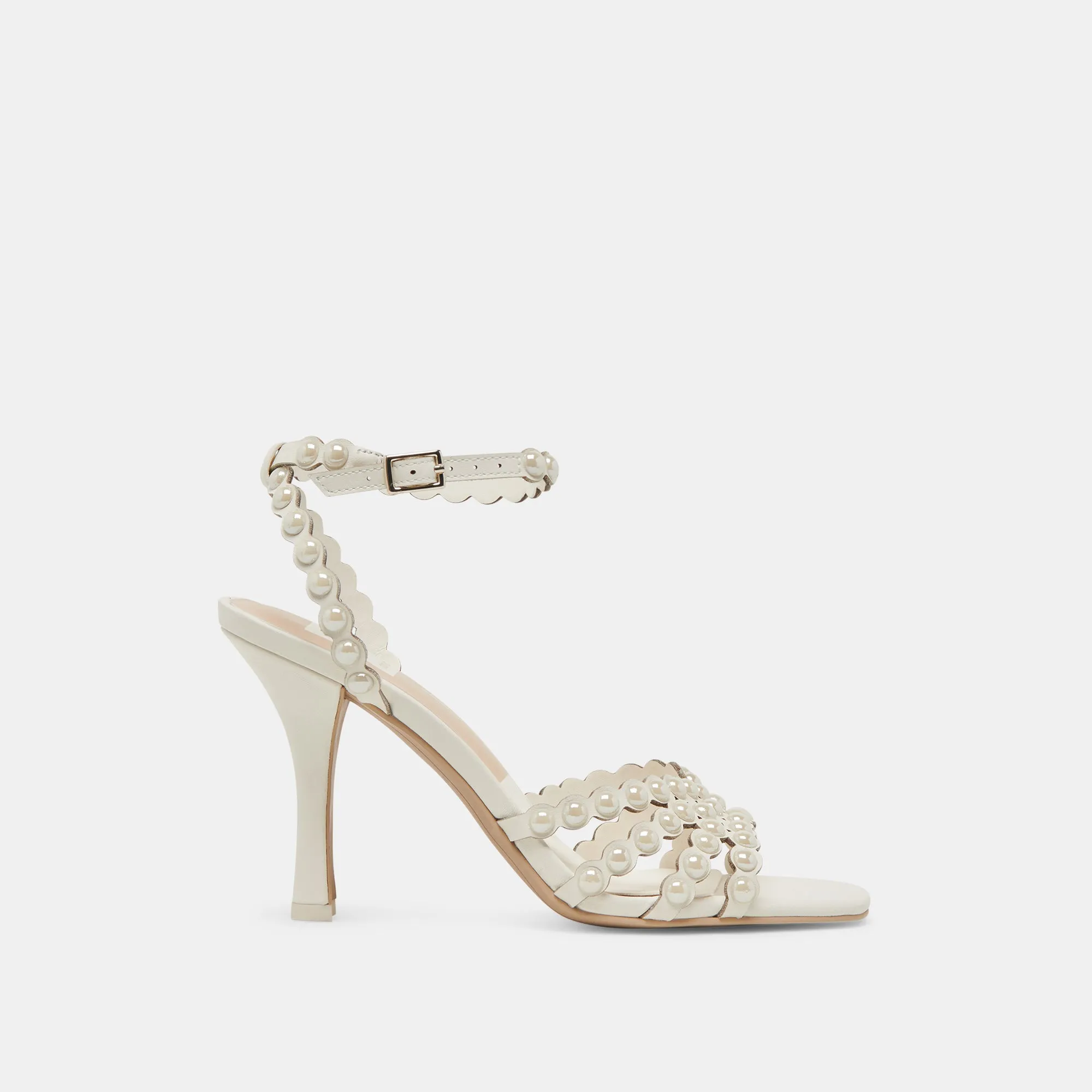 Summer Wedding Heels HELLEN PEARL HEELS WHITE LEATHER