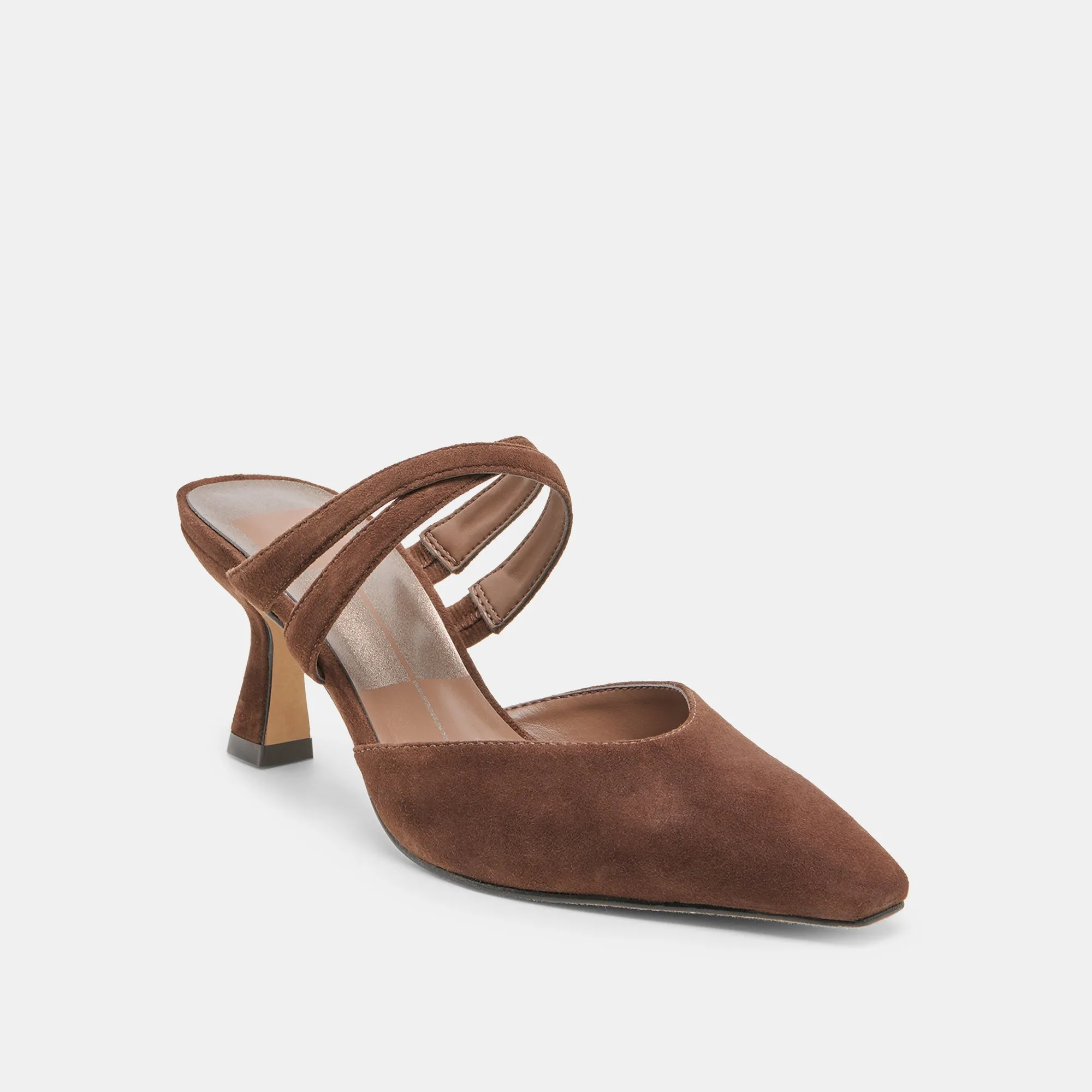 LINORE HEELS DK BROWN SUEDE Summer Sandals Vintage Pumps