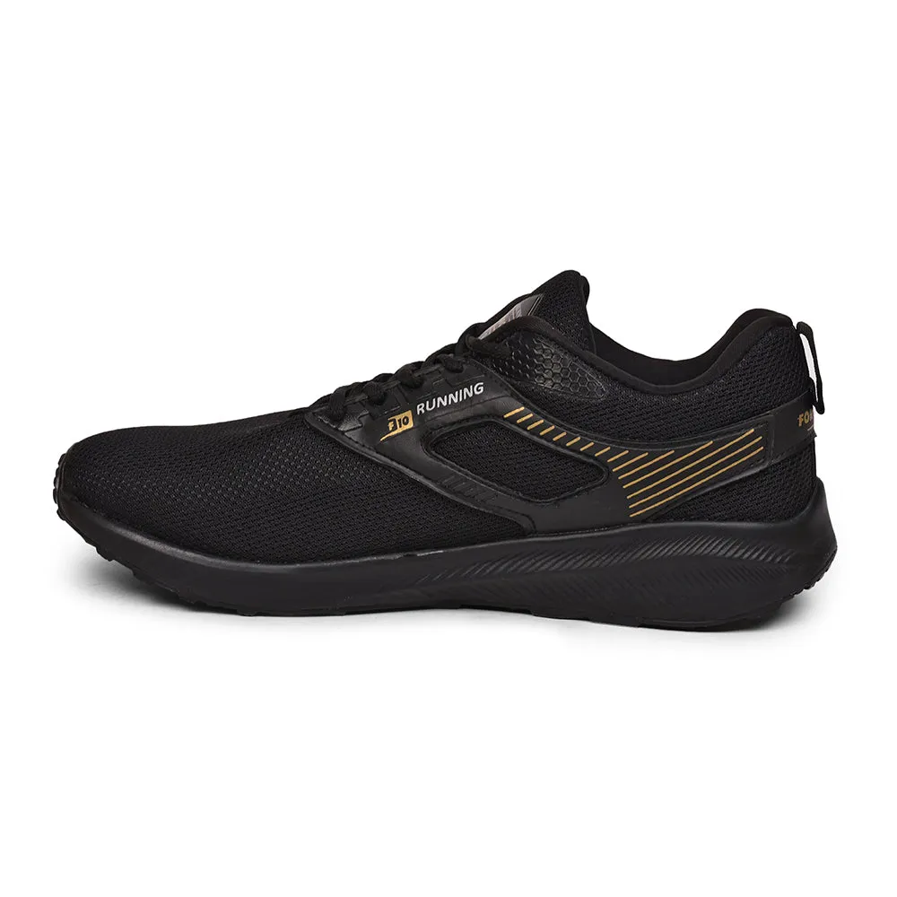 Force 10 By Liberty Black Sports Running Shoes For Men (AVENGE) running in forest smooth - lining