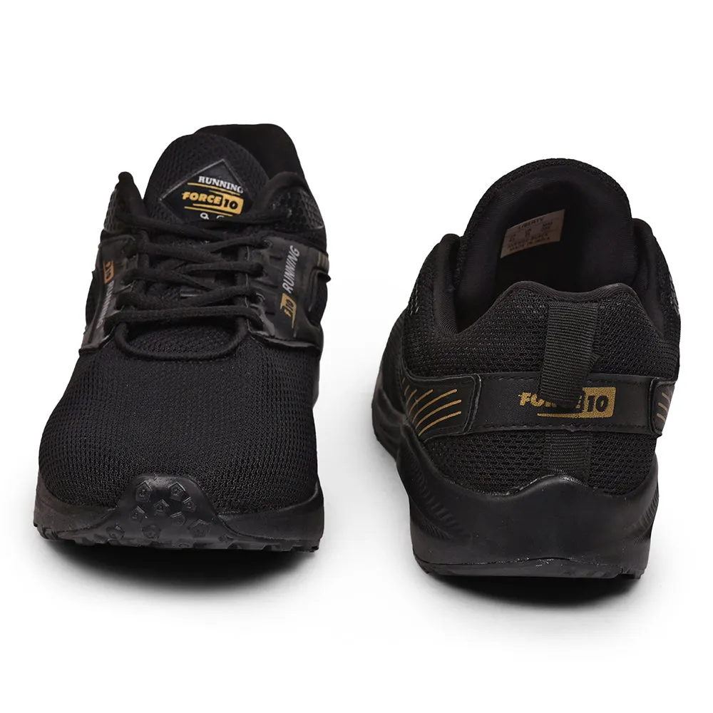 Force 10 By Liberty Black Sports Running Shoes For Men (AVENGE) Racing - shoes Comfort Topline