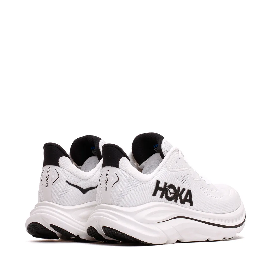 Hoka One One Men Clifton 10 White Black 1162030-WBLC Weekend Ready Shoes Polished Design
