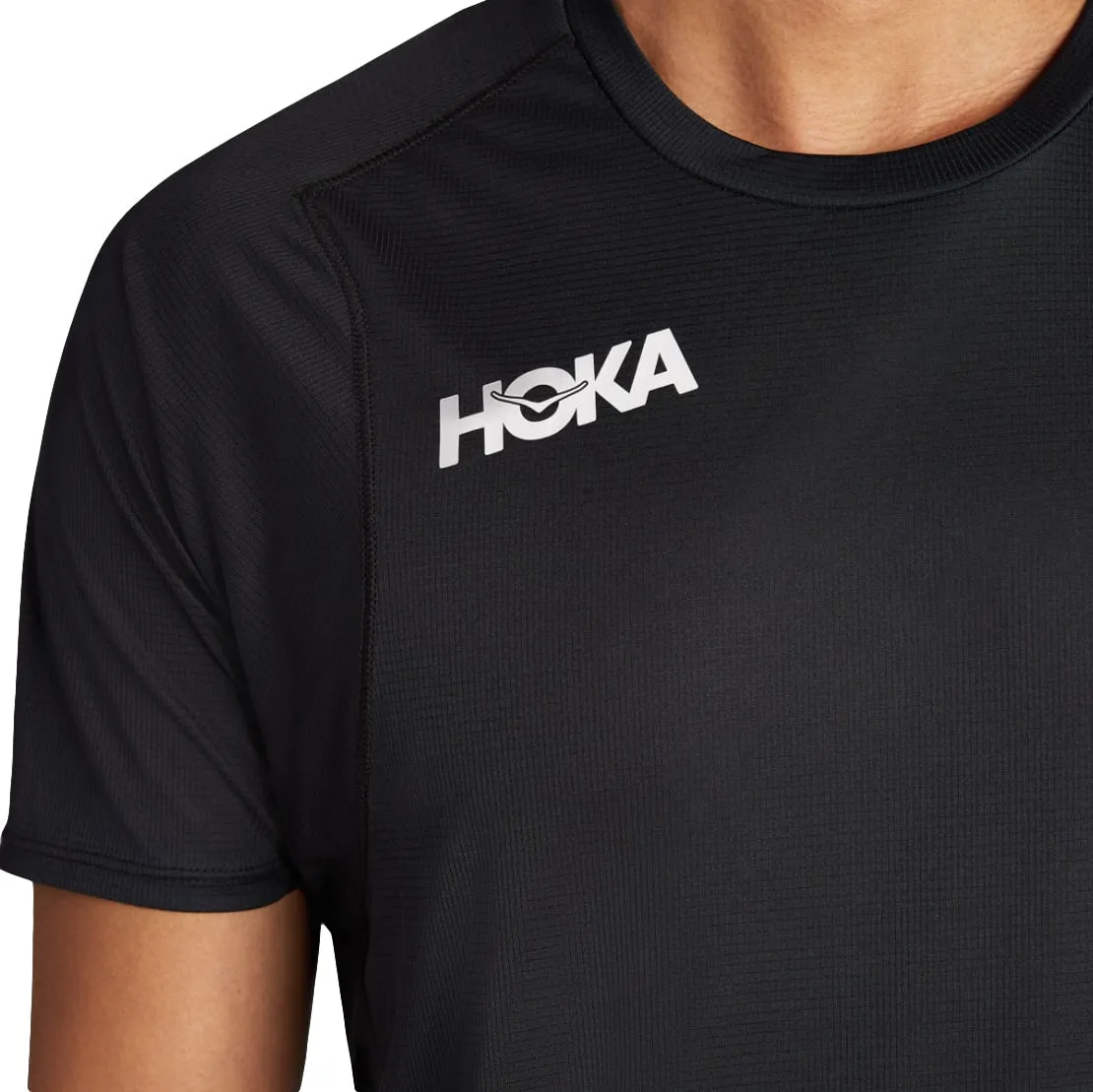 Hoka One One Men Glide Short Sleeve Black 1123725-BLK Elegant Timeless Touch Tidy Comfort