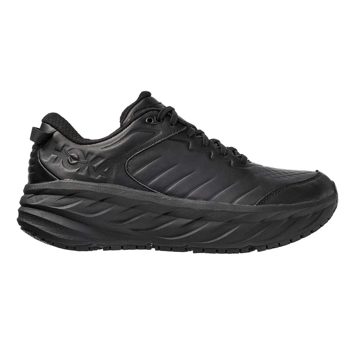 Hoka One One Men's Bondi SR Black Leather Built Light Wear Easy