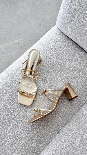 Formal Event Open Back Ilkie Heel - Gold Metallic