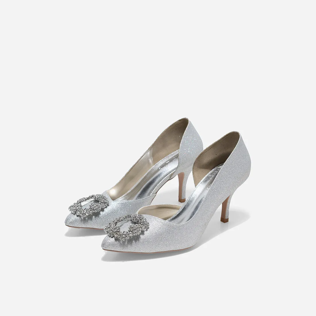 Jade Cynthia Silver Pumps Cushioned High Fashion Shoes
