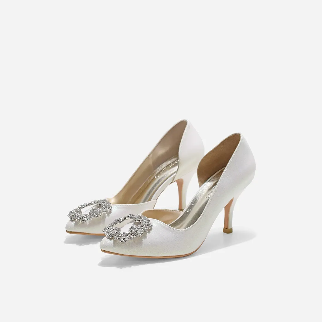Bridal Heel Sandals Jade Cynthia White Glitter Heels