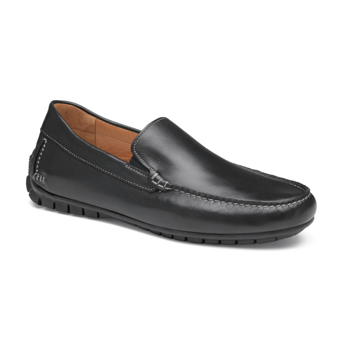 Johnston & Murphy Men's Cort Moc Venetian Black Full Grain Leather Modern Minimal