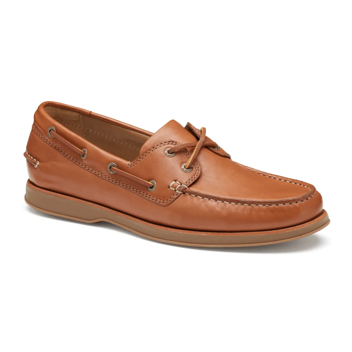 Test Step Johnston & Murphy Men's Monaco 2-Eye Boat Shoe Tan Glove Leather