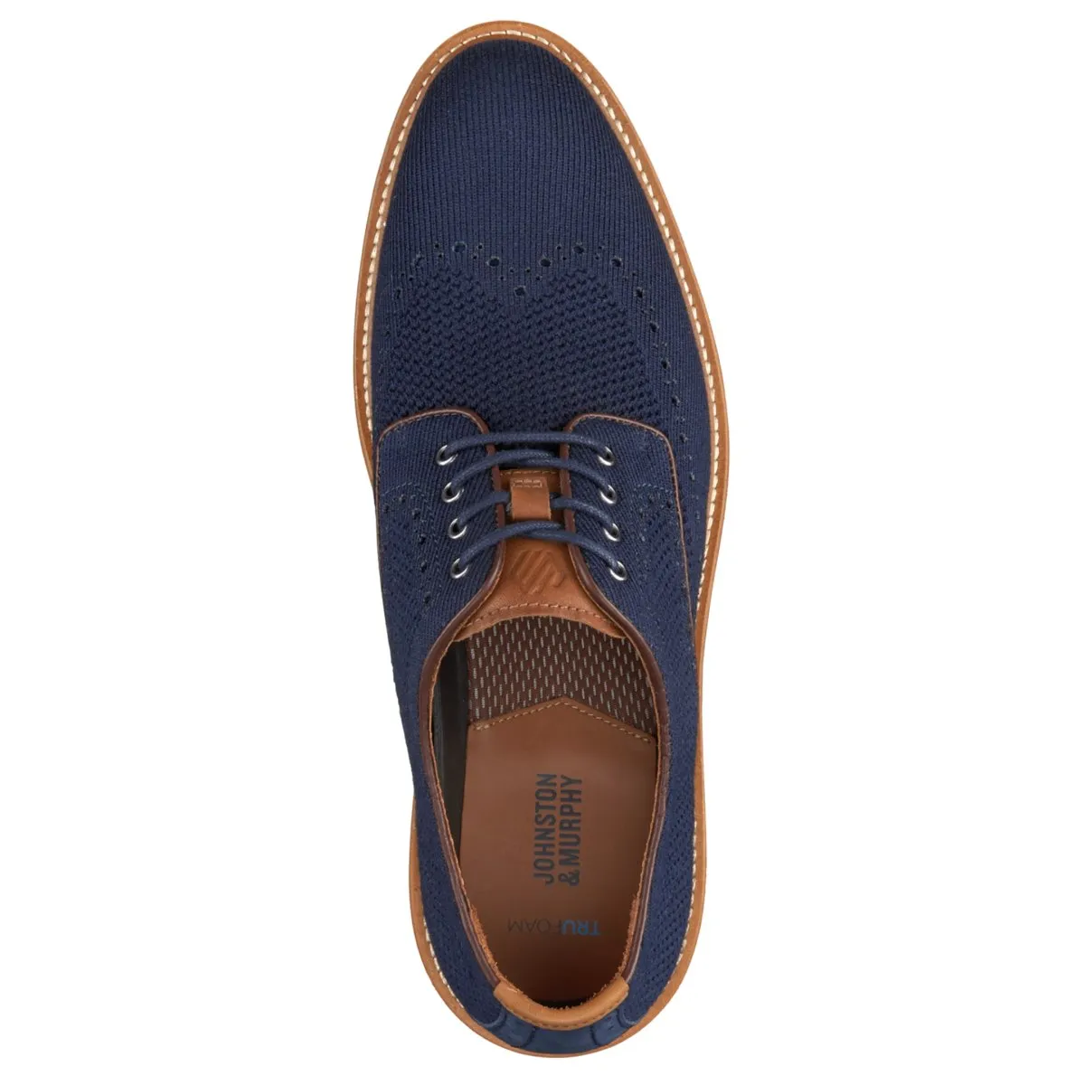 Johnston & Murphy Men's Upton Knit Wing Tip Navy Dusk Run Flat