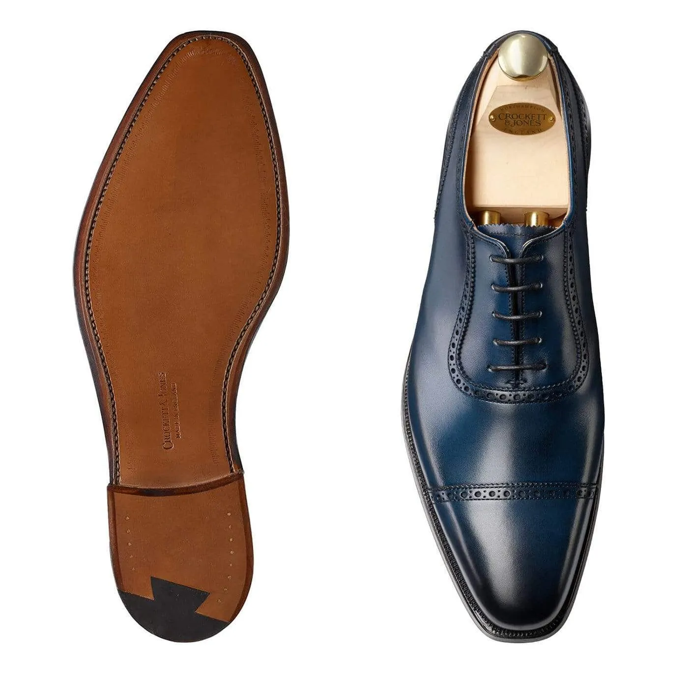 Westbourne Blue Burnished Calf White Oxfords