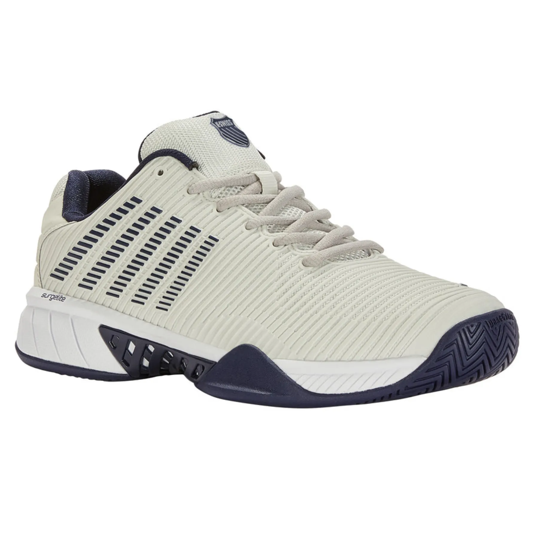 K Swiss Hypercourt Express 2-2E WIDE MenTennis Shoes - Gray/White/Peacoat Lightweight Upper Comfort footbed