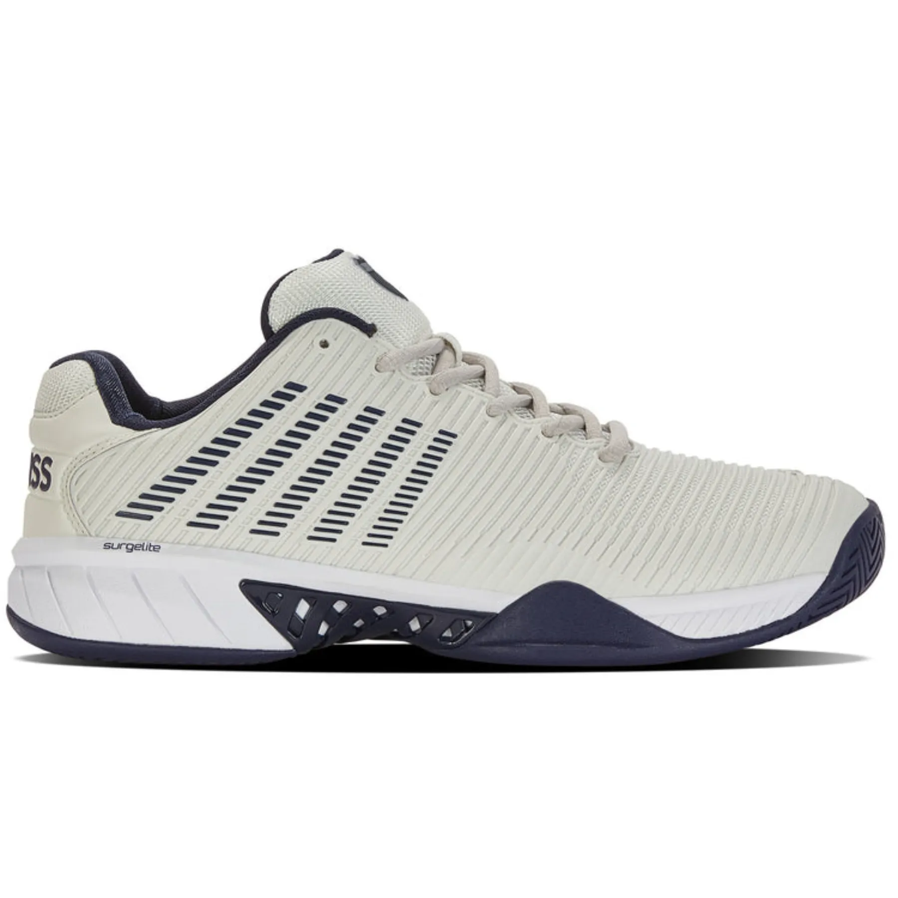 Comfort Step Air Flow K Swiss Hypercourt Express 2-2E WIDE MenTennis Shoes - Gray/White/Peacoat