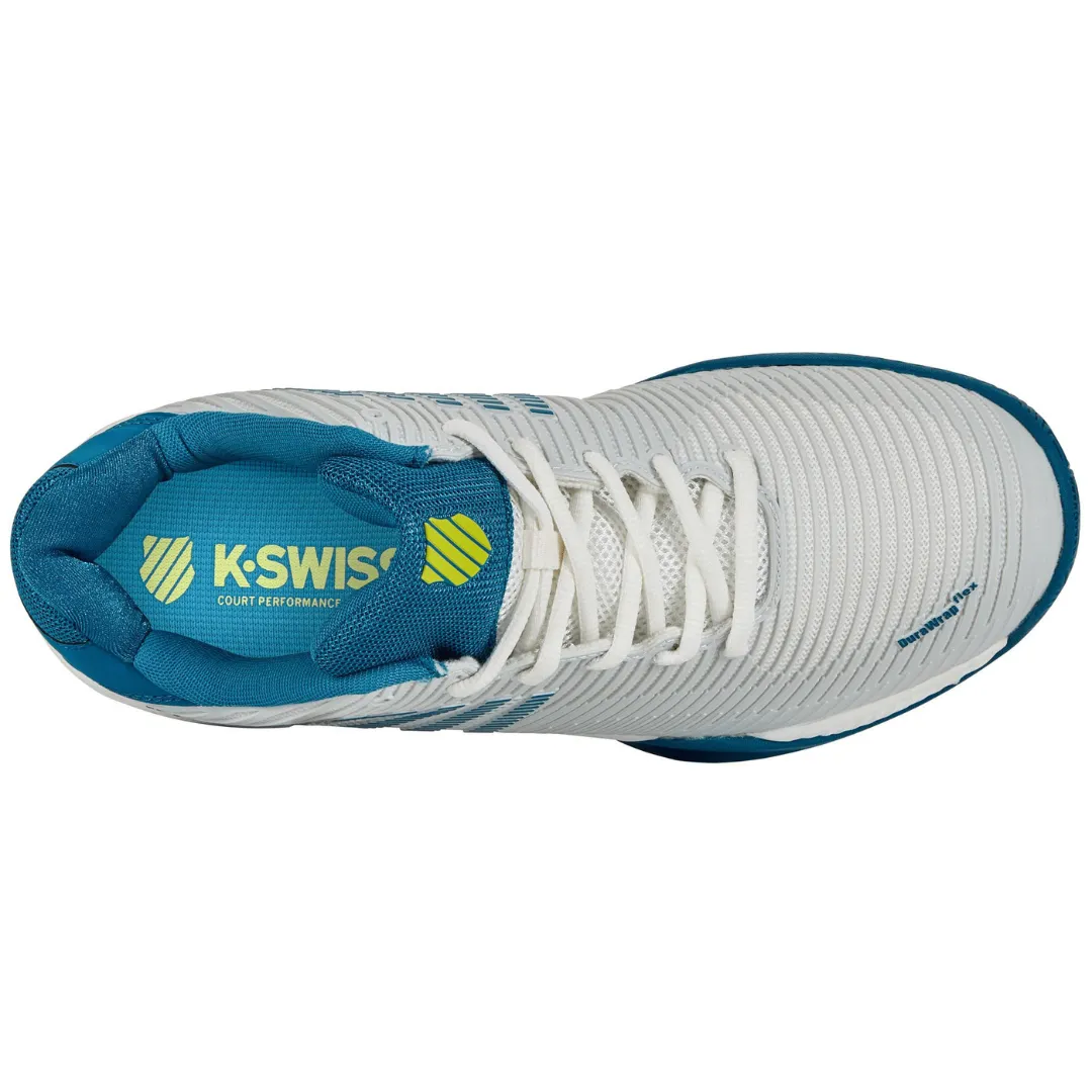 K Swiss Hypercourt Express AC Mens Tennis Shoes - White / Blue Flexible Sole Cushion Base