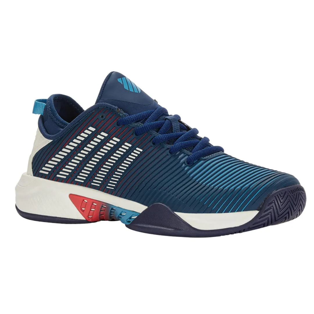 Ventilated Sides K Swiss Hypercourt Supreme Blue Opal /Blanc De Blanc /Lollipop Men Tennis Shoes