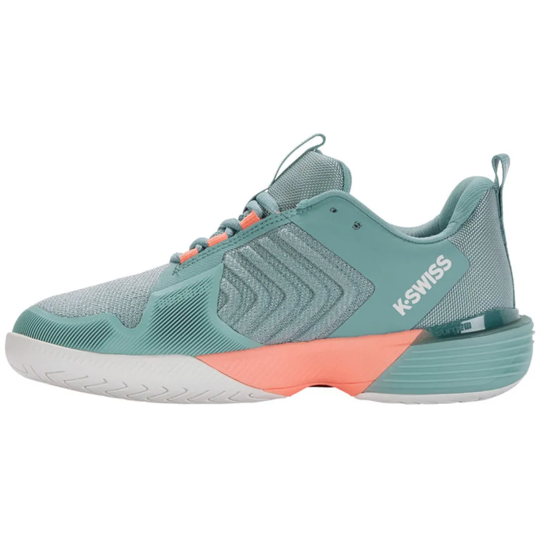Training Ready K Swiss Ultrashot 3 Women Tennis Shoes  - Blanc de Blanc/Nile Blue/Desert Flower