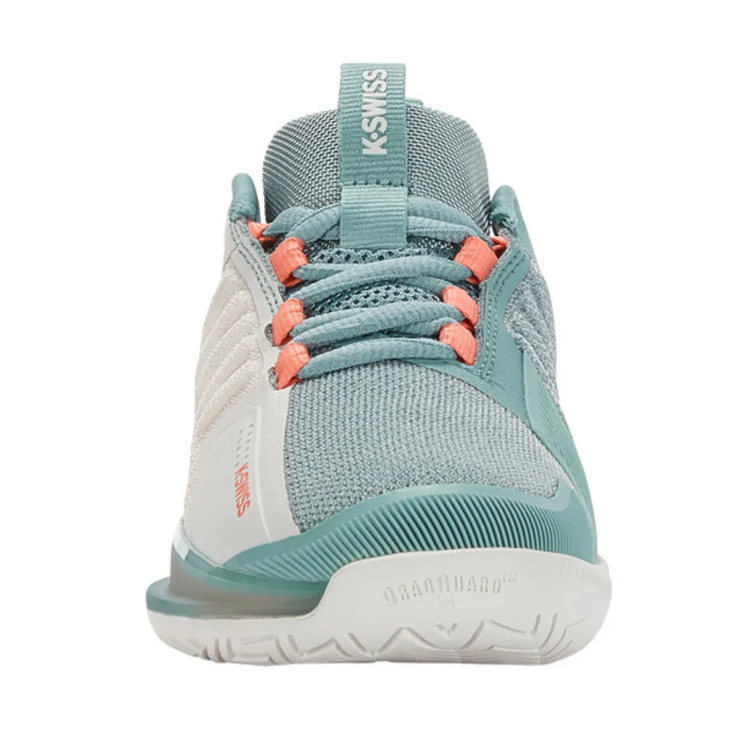 Casual Comfort Cushion K Swiss Ultrashot 3 Women Tennis Shoes  - Blanc de Blanc/Nile Blue/Desert Flower