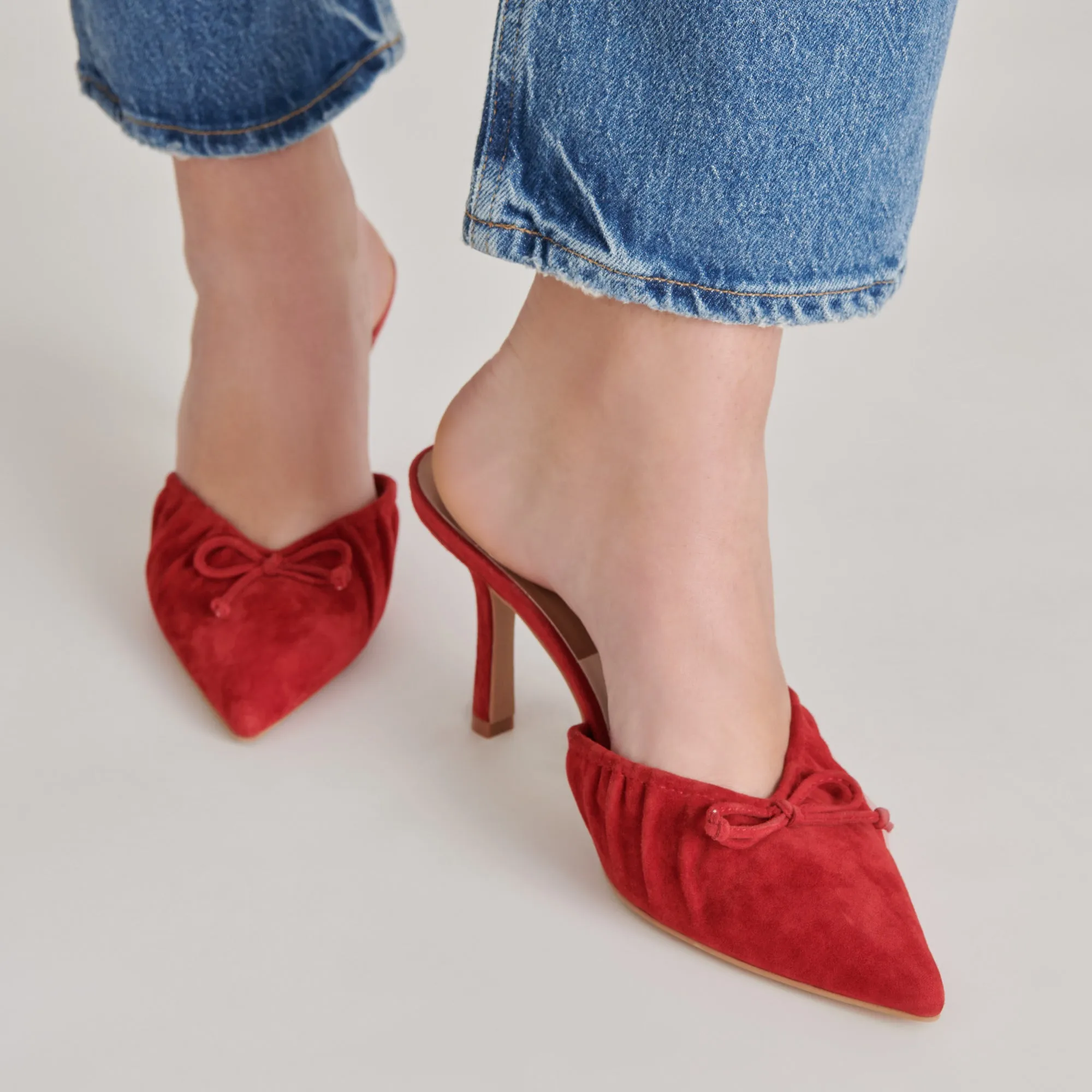 Casual Evening Wear Mesh Upper KAIRI HEELS CRIMSON SUEDE