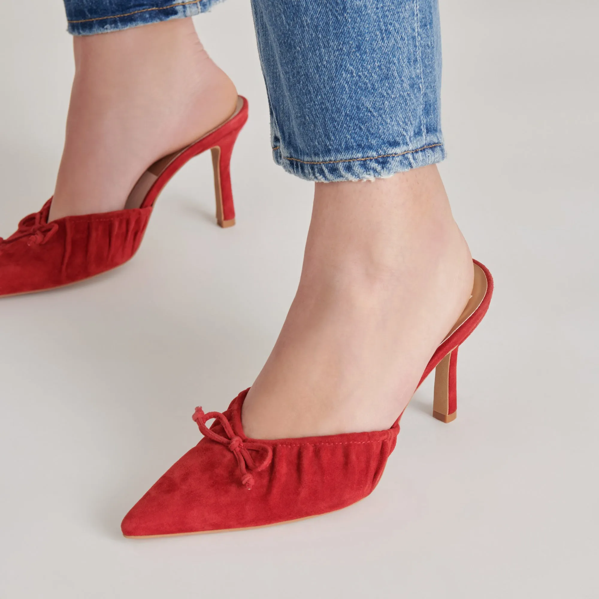KAIRI HEELS CRIMSON SUEDE Dressy Footwear Sleek Leather Pumps