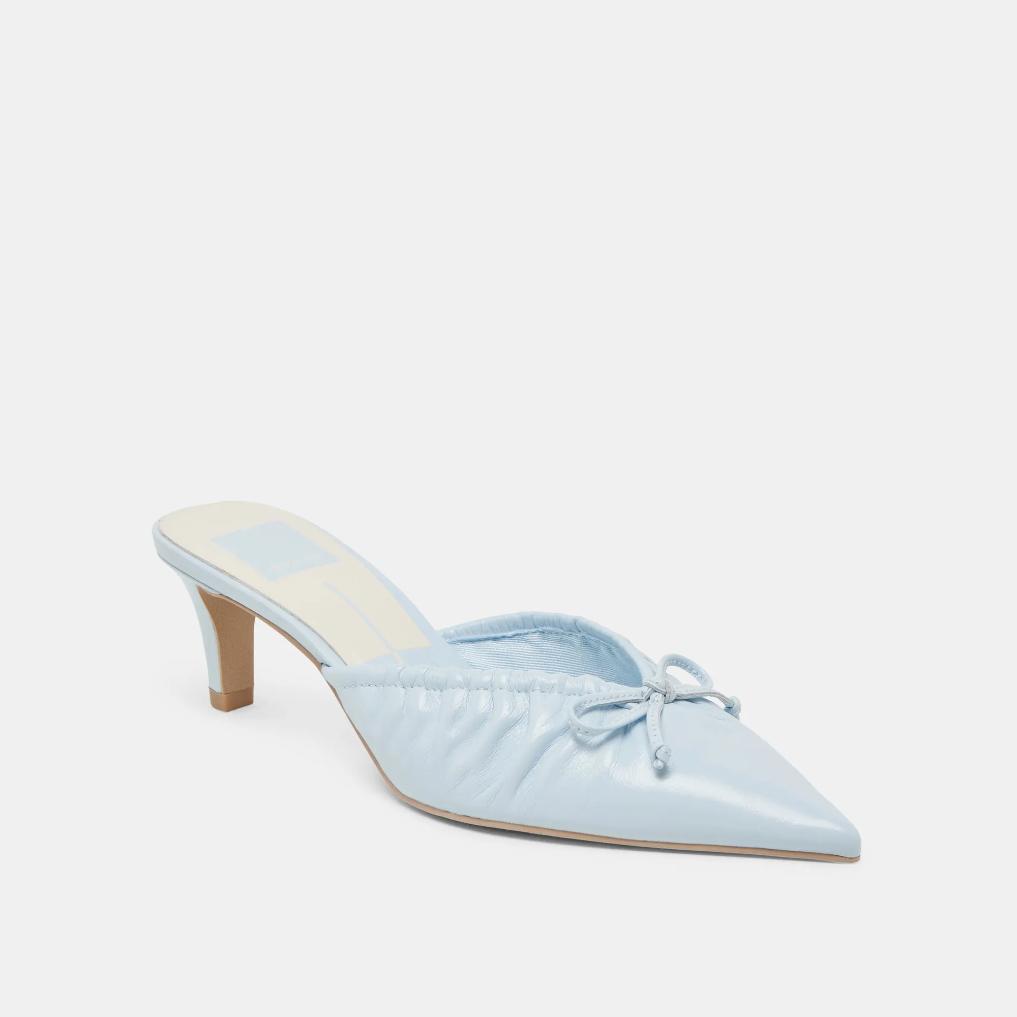 KAIRI MID HEELS ICE BLUE CRINKLE PATENT Bridal Stiletto Shoes Winter Heels