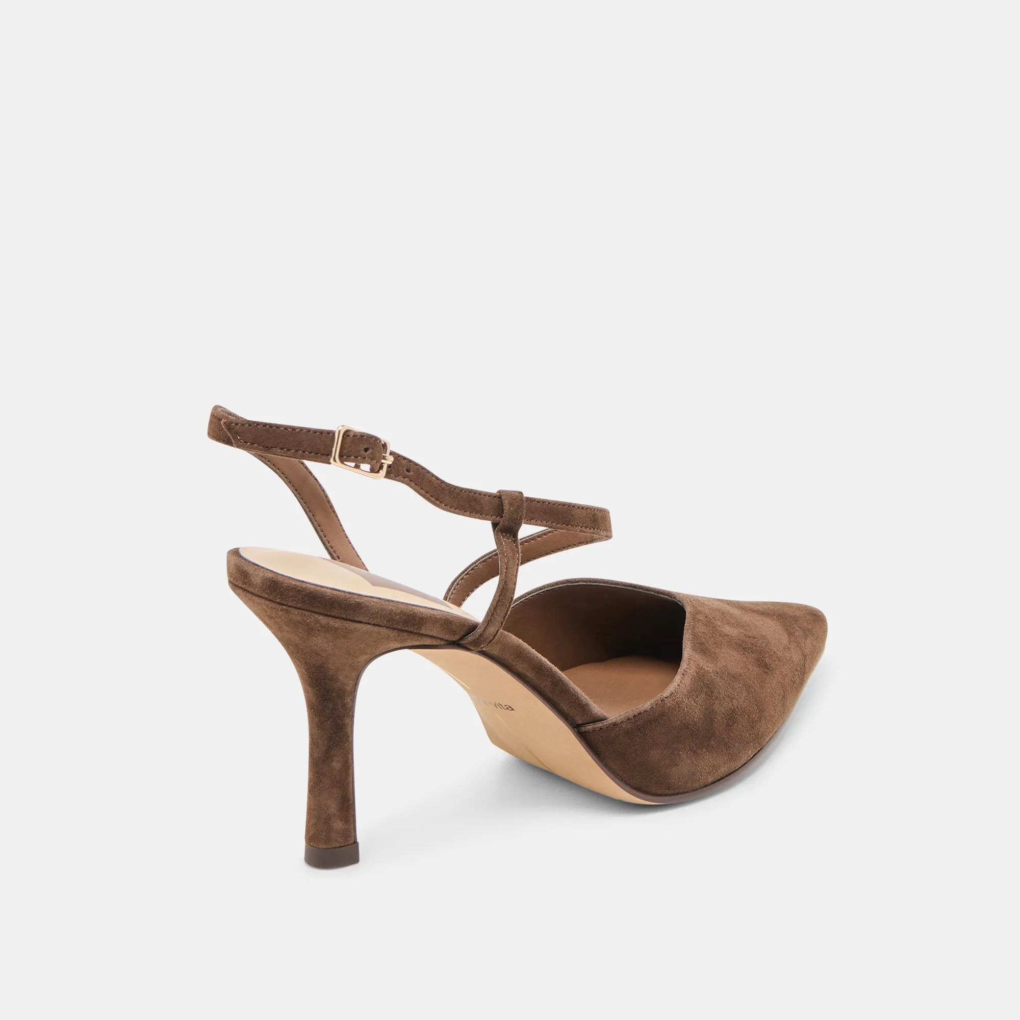 KAMRA HEELS DK BROWN SUEDE Easy Clean