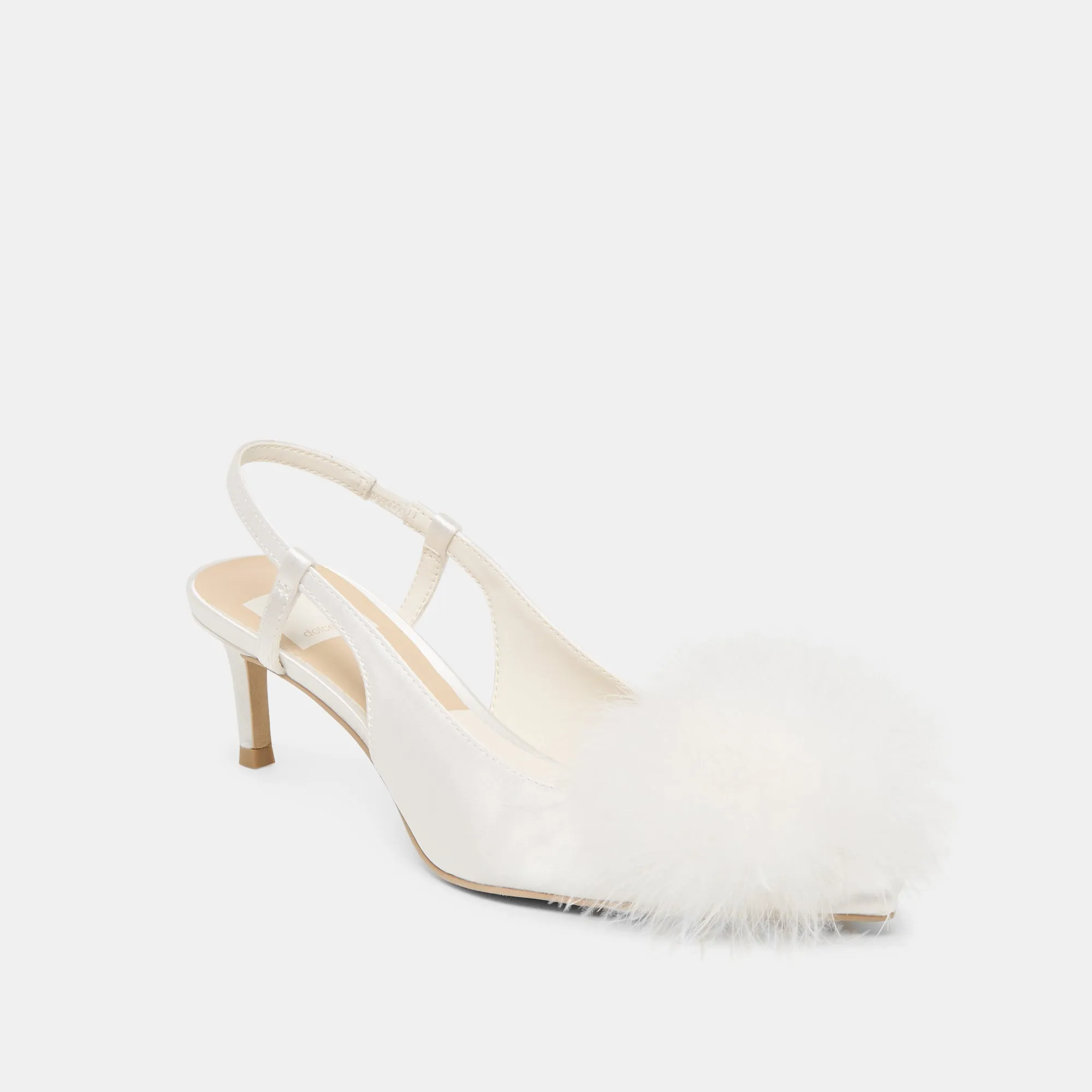KAMY HEELS TRUE WHITE SATIN Chunky Heel Fashionable Design