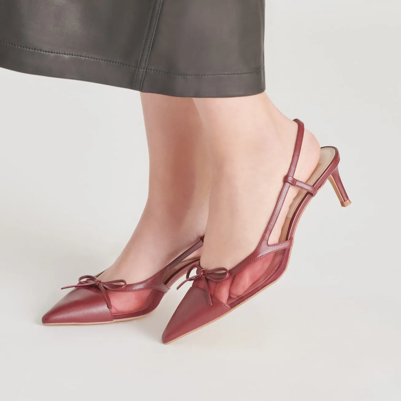 KANDI HEELS MAROON MESH Memory foam insole Stretchable Fabric