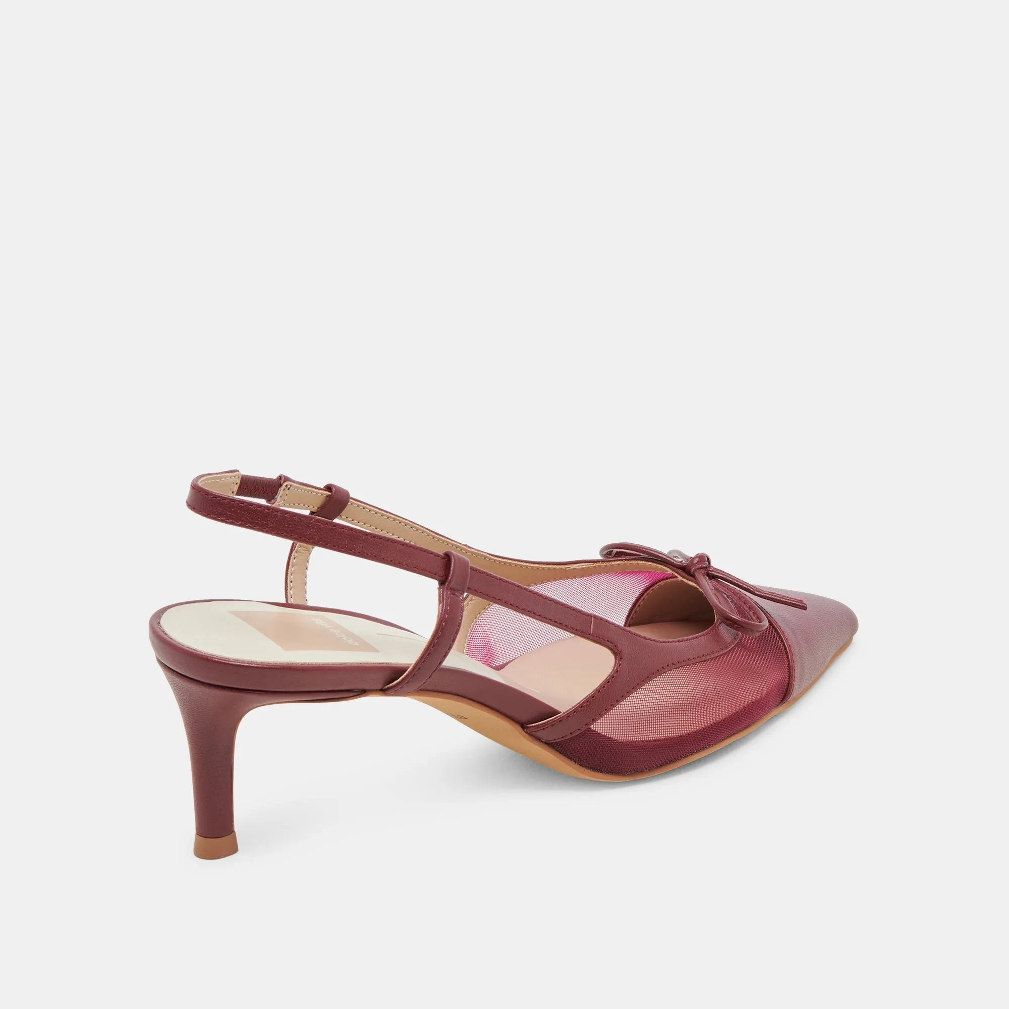 KANDI HEELS MAROON MESH Floral Embellished Heels