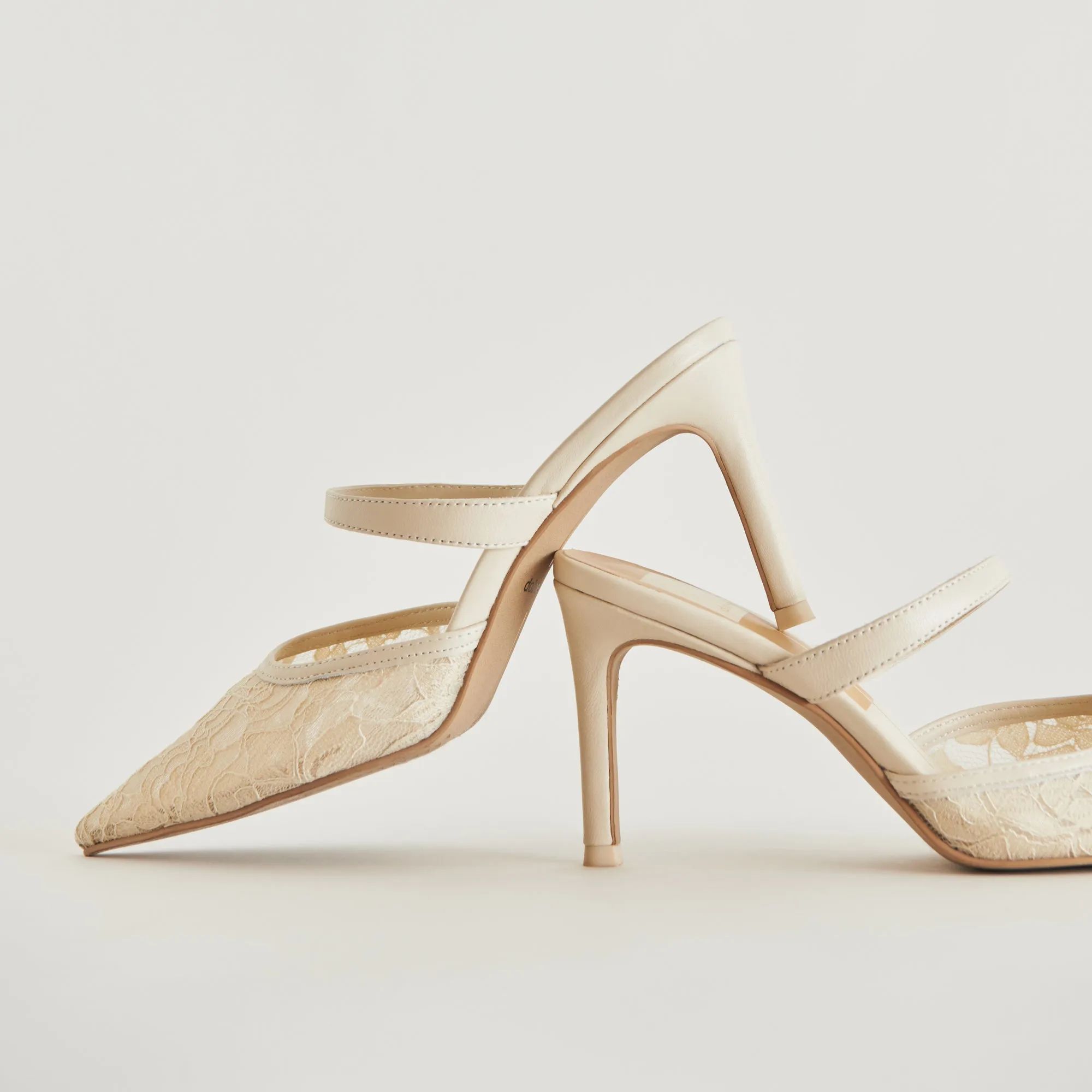 KATIK HEELS WHITE FLORAL LACE Customizable Ergonomic Design