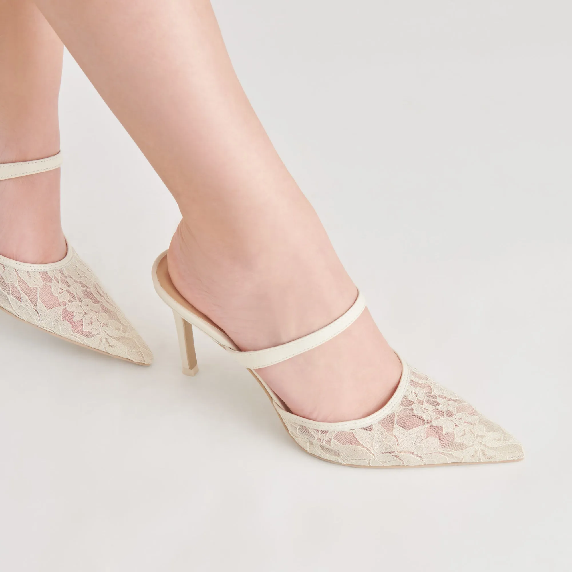 Lightweight Upper Statement Heels KATIK HEELS WHITE FLORAL LACE