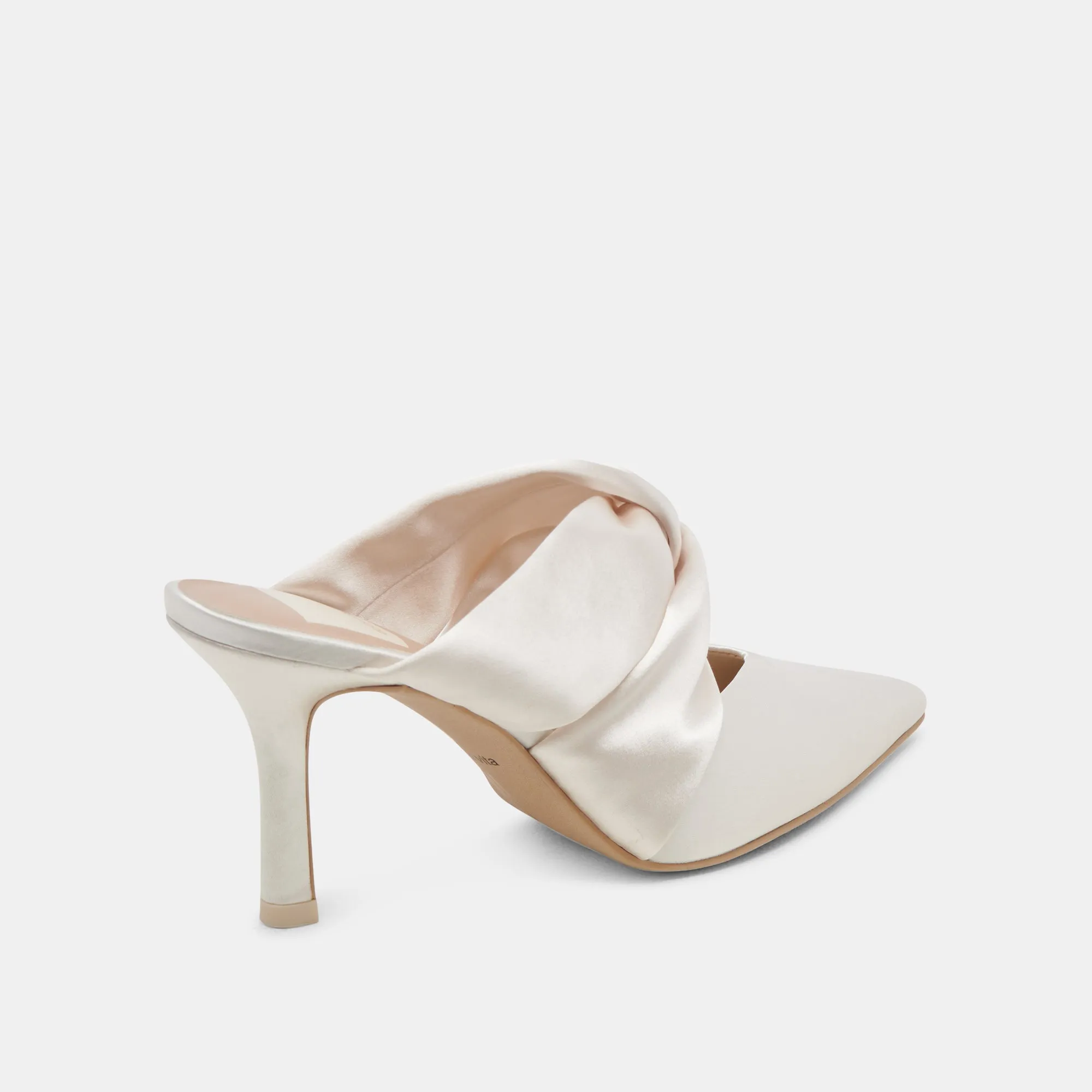 Black Leather Stilettos Anti Bacterial KELSY HEELS CREME SATIN