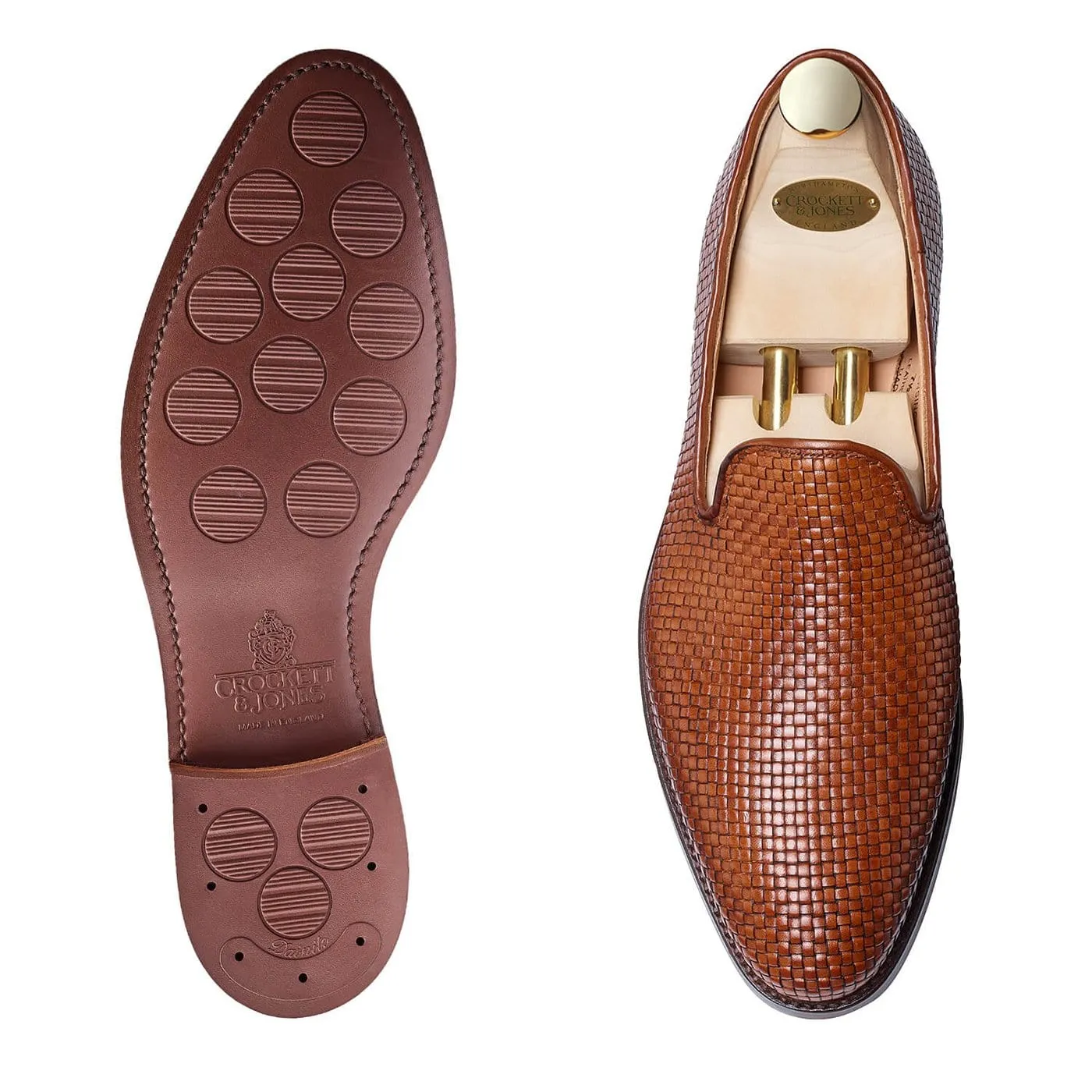 Perforated Detail Fashion Accents Kensington Tan Woven Calf