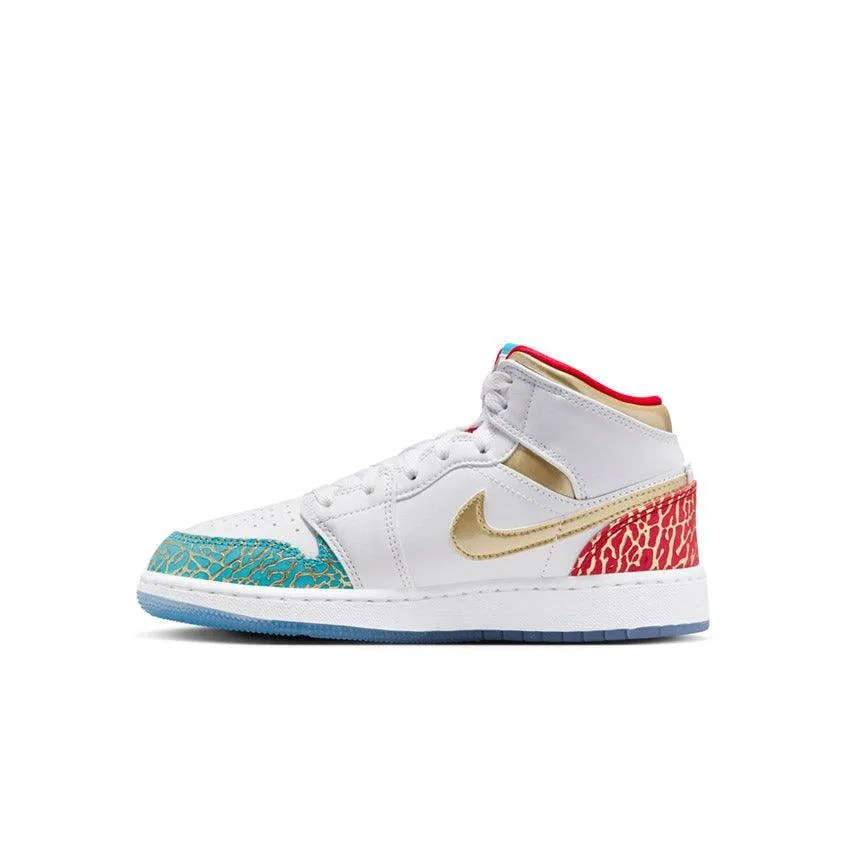 Kid's Air Jordan 1 Mid SS 'UNC to Chi' Smooth Feel Open Fit