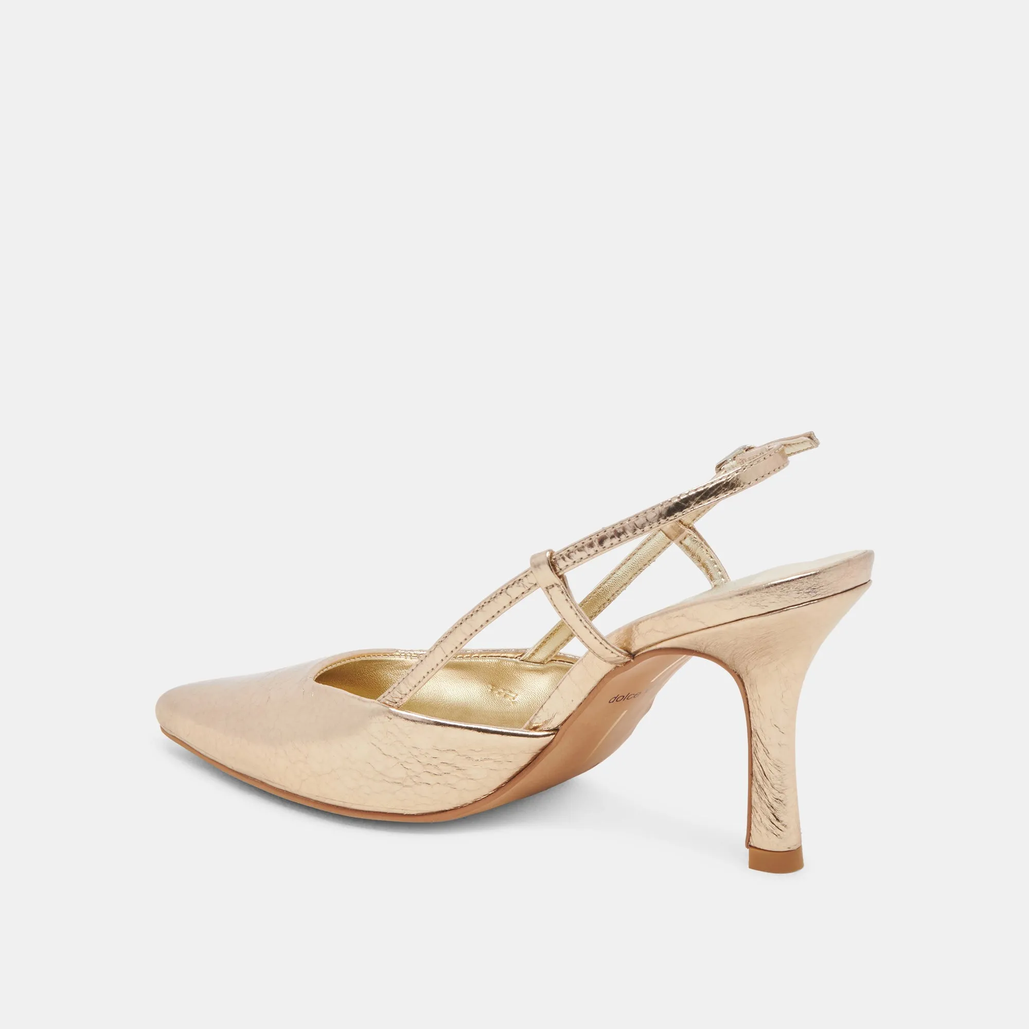 Embellished KIM HEELS GOLD DISTRESSED LEATHER